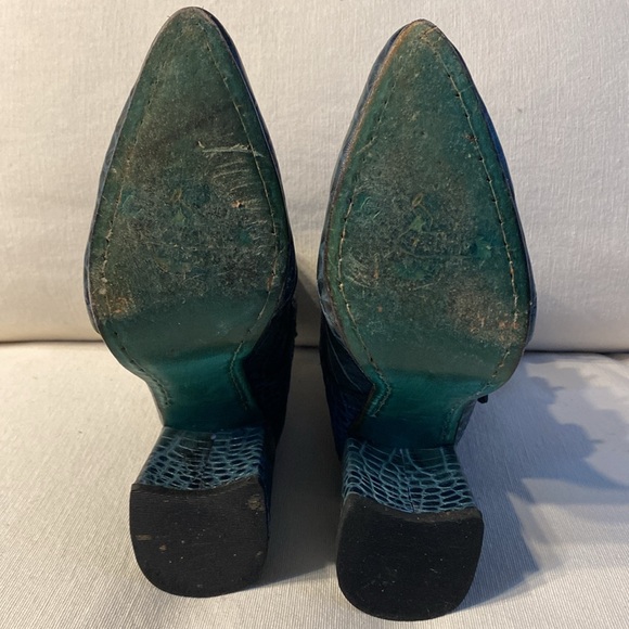 Freebird by Steven Joey Turquoise Croco Boots Size 6 LIKE NEW - Picture 5 of 12